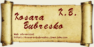 Kosara Bubreško vizit kartica